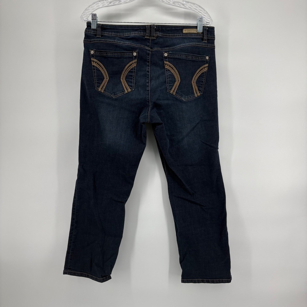 Democracy Straight Leg Ankle Jeans Womens 10 Dark Wash Embroidered - Picture 5 of 8